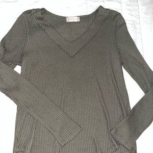 Altars State Army Green Waffle Knit Long Sleeve